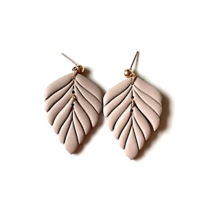 Neutral Clay Earrings, Tan Clay Earrings, Bridal Clay Earrings, Gift for Her, Wedding Clay Earrings, Statement Clay Earrings, Boho Earrings