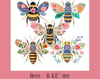 Bees CHARM BAR Leröverföringspapper, #CB2:13, Humleblommönster för halsbandsberlocker, Vattenlösligt papper för polymerlera