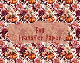 Pumpkin Clay Transfer Paper #HF47, Floral Pumpkin Patch Pattern for Fall & Autumn Earrings, Water Soluble Transfers for Polymer Clay Earring