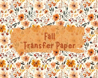 Herfst bloemenklei transferpapier #HF51, oranje herfstbloemenpatroon voor kleioorbellen, wateroplosbare transfers voor polymeerklei-oorbellen