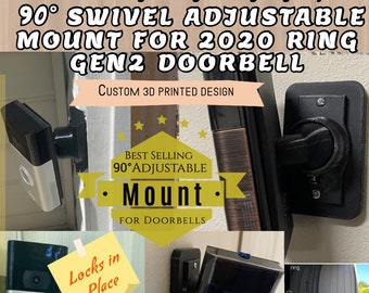 90 degree Ring Doorbell Gen2 Generation 2 2020 Swivel Tilting Adjustable Mounting Bracket Wedge  Siding Vinyl perpendicular/side Rotate Tilt