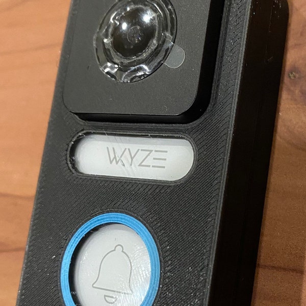 Black with Blue Circle Case / Cover for Wyze Doorbell for standard Wyze mount bracket for Easy Viewing of doorbell button
