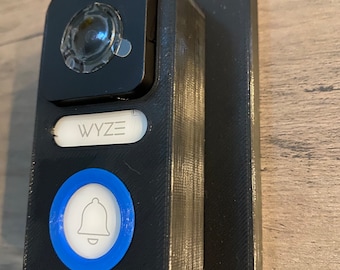 Wyze Doorbell Backplate and Cover with Blue Ring for Bell   Room for wire nuts and to hide large hole.