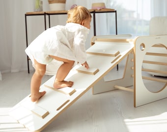 Cubo de escalada Montessori con tobogán y rocódromo ESCALERA