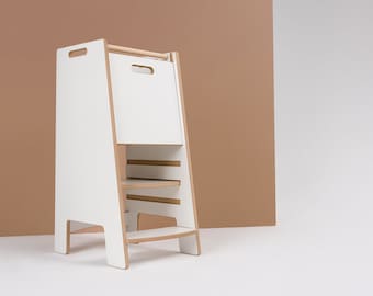 Kitchen helper Noway, White, Kitchen helper tower, Kids tower, Kids helper, Kids step stool, Montessori furniture