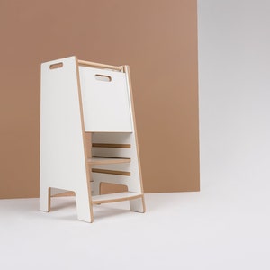 Kitchen helper Noway, White, Kitchen helper tower, Kids tower, Kids helper, Kids step stool, Montessori furniture
