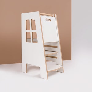 Kitchen helper Extra Safe, White, Kitchen helper tower, Kids tower, Kids helper, Kids step stool, Montessori furniture image 3