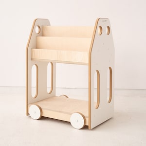 CAR - Étagère de plancher en bois pour enfants pour livres / étagère à jouets / support de livres mobile / support de livres pour enfants / rangement de livres pour tout-petits / Meubles Montessori