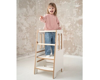 Aide de cuisine PETIT, Blanc, Tour d’aide de cuisine, Tour pour enfants, Aide pour enfants, Tabouret pour enfants, Meubles Montessori