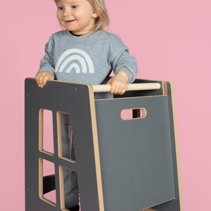 Kitchen helper Extra Safe, Grey, Kitchen helper tower, Kids tower, Kids helper, Kids step stool, Montessori furniture zdjęcie 10