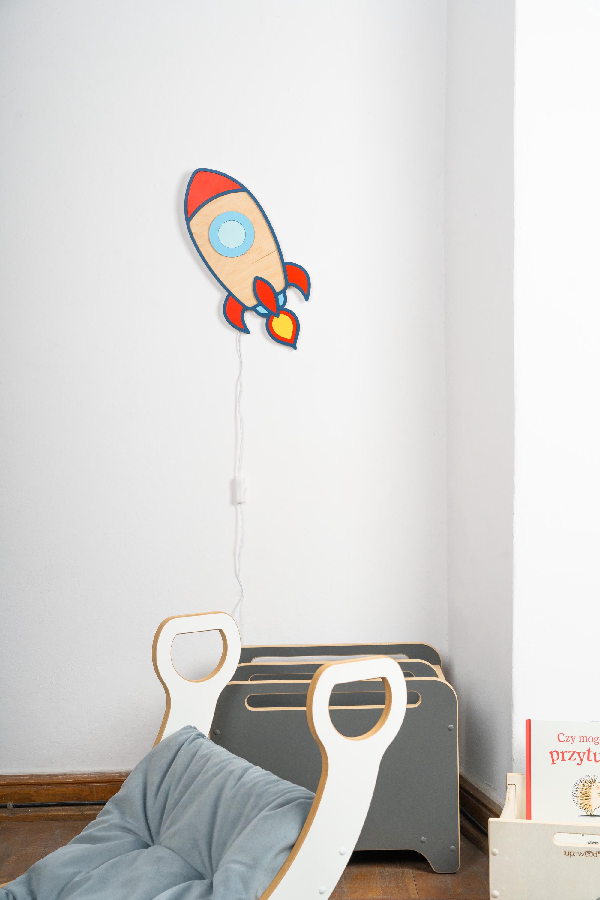 ROCKET - Wooden Night Lamp for Children's Room - Kid's Lamp - Children's Room Decoration