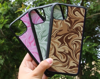 Y2K Marble Print Swirly Phone Case