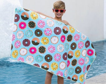Donuts Kids Beach Towel | Cute Kid Beach Towel | Personalized | Boys Girls Beach Towels, Kids Gift, Baby Shower Gift Idea Children's Towel