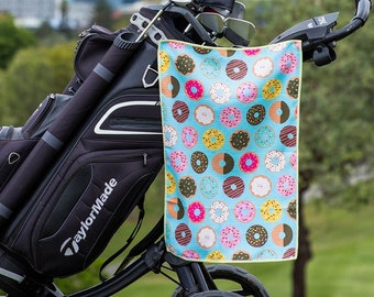 Donut Golf Towel | Waffle Texture Towel | Quick Dry Absorbent Compact Sport Sprinkles | Birthday Gift | Tennis Towel