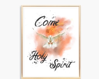 Come Holy Spirit Art | Confirmation Print | Catholic Prayer Watercolor