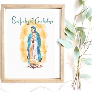 Our Lady of Guadalupe Art | Catholic Watercolor Print | OLG Print | Mary Art | Marian Devotion
