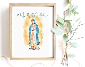 Our Lady of Guadalupe Art | Catholic Watercolor Print | OLG Print | Mary Art | Marian Devotion