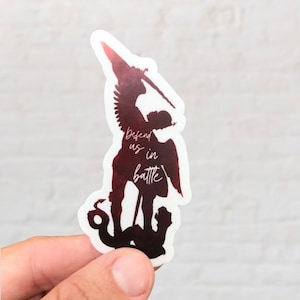 St Michael the Archangel Art | Defend Us in Battle Vinyl Sticker | Catholic Decal