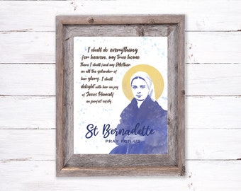 St Bernadette Print | Our Lady of Lourdes Art | Saint Art