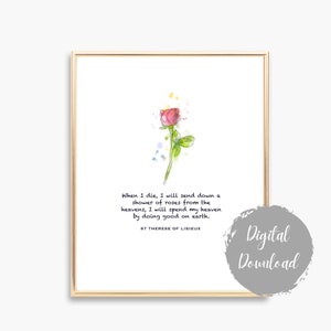 Descarga digital de Santa Teresa de Lisieux / Cita de Lluvia de Rosas / Santa Teresa de la Pequeña Flor Arte / Arte Santo