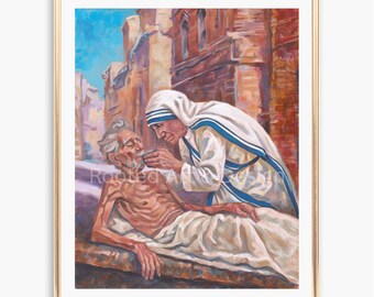 Saint Mother Teresa of Calcutta "I Thirst" Fine Art Print | Catholic Painting | Saint Portrait