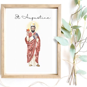 St Augustine Print | Saint Art | Catholic Watercolor |Catholic Confirmation Gift