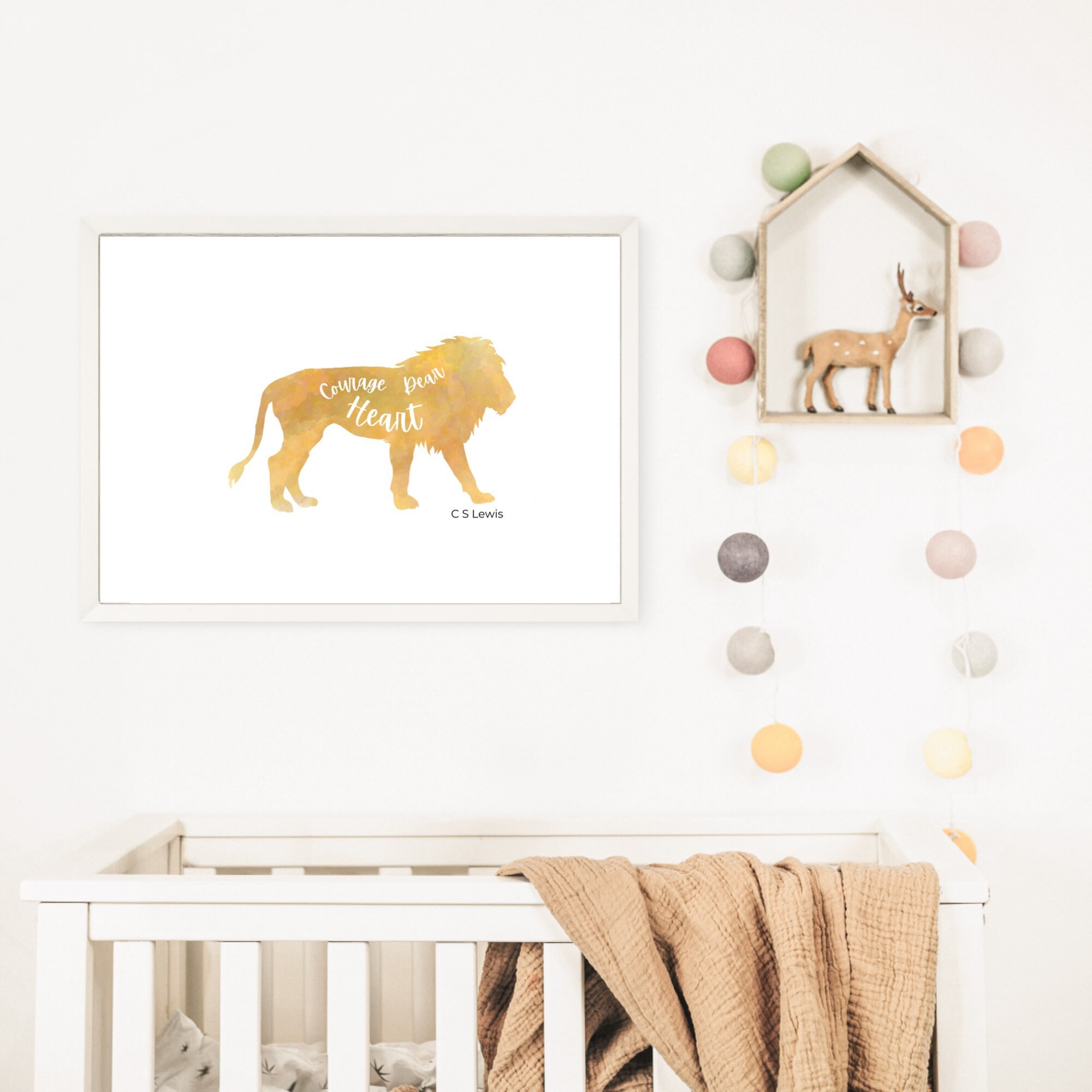 Narnia Aslan Print C S Lewis Art Courage Dear Heart Quote Christian ...