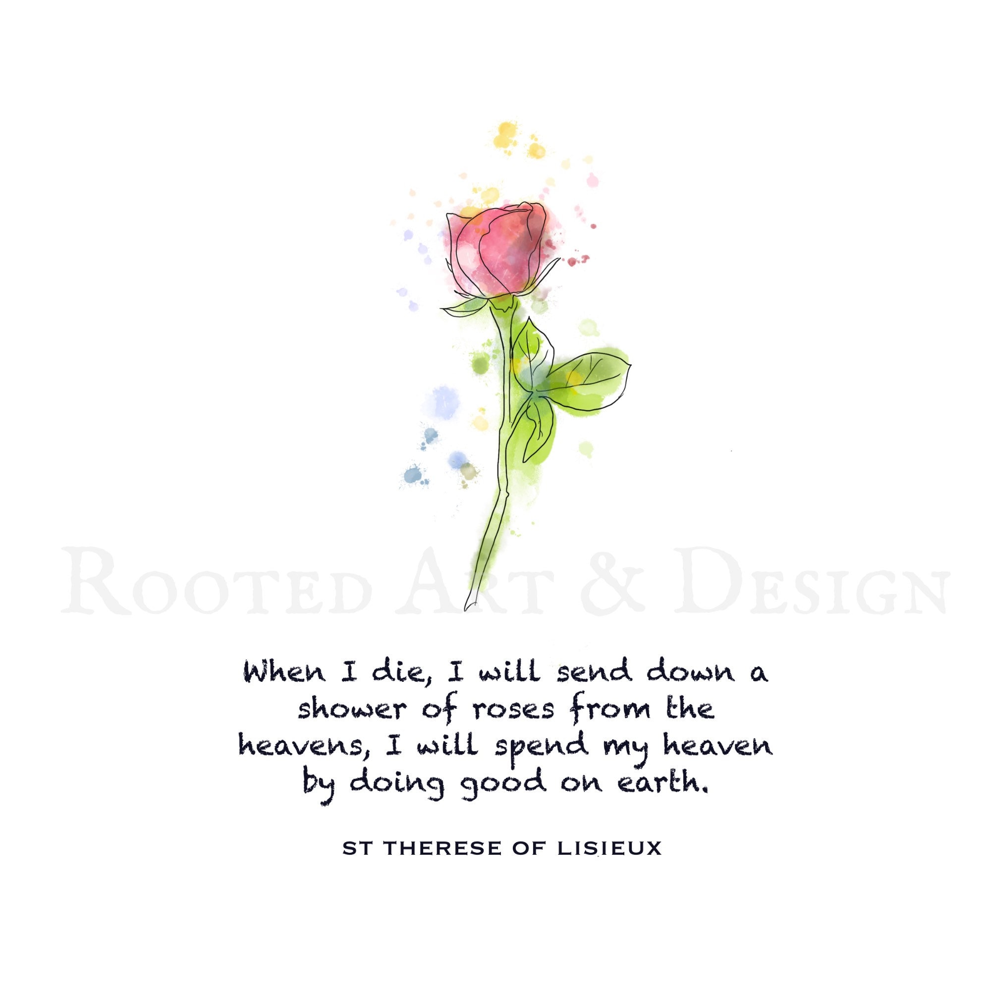 Saint Therese of Lisieux Print Shower of Roses Quote St Etsy