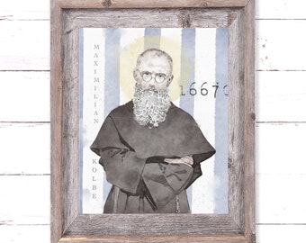 St Maximilian Kolbe Art | Saint Art | Catholic Watercolor Print