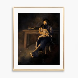 St Joseph and Jesus Fine Art Print | St Joseph the Worker Painting | Catholic Father's Day Gift | Saint Portrait