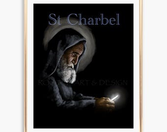 Saint Charbel Makhlouf Print| St Sharbel Painting | Lebanese Saint Art  | Miracle Worker | Heavenly Doctor | Catholic Fine Art Print