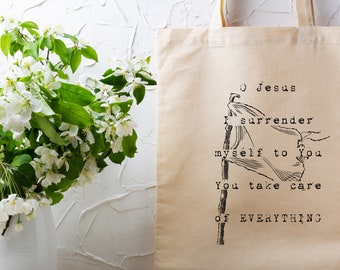 Surrender Prayer Cotton Canvas Tote Bag