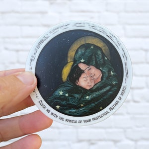 Mary’s Mantle Vinyl Sticker | Mother of Mercy Dishwasher Safe Decal | Our Lady of Guadalupe Sticker | Catholic Laptop or Phone Decal