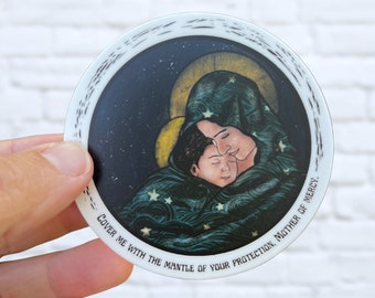 Mary’s Mantle Vinyl Sticker | Mother of Mercy Dishwasher Safe Decal | Our Lady of Guadalupe Sticker | Catholic Laptop or Phone Decal