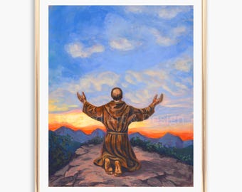 Saint Francis of Assisi Stigmata Fine Art Print | Catholic Painting | Saint Portrait