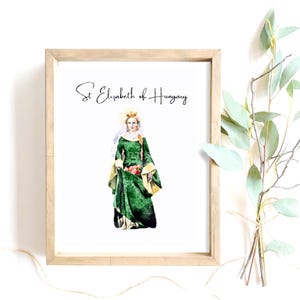 St Elizabeth of Hungary | Saint Art | Catholic Watercolor |Catholic Confirmation Gift