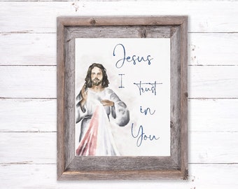 Divine Mercy Print | Jesus I Trust in You Watercolor Print | Catholic Prayer Art | Fine Art Print