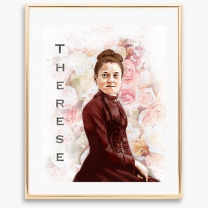 St Therese Watercolor Painting |  Little Flower Portrait | Saint Therese of Lisieux Print | Saint Art | Fine Art Print