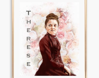 St Therese Watercolor Painting |  Little Flower Portrait | Saint Therese of Lisieux Print | Saint Art | Fine Art Print