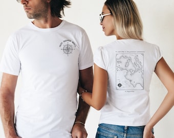 Internal Compass T-Shirt | Front and Back Design | Transcendentals Crewneck Sweatshirt | Catholic Hoodie | St Augustine Quote | Vintage Map