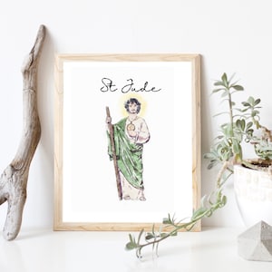 St Jude Print | Saint Art | Saint of Hopeless Causes Print |  St Jude Thaddeus Art | Jesus&#39;s Apostle Art