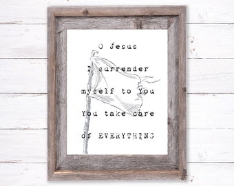 Surrender Novena Print |  O Jesus, I surrender myself to you. You take care of everything | Catholic Prayer Art