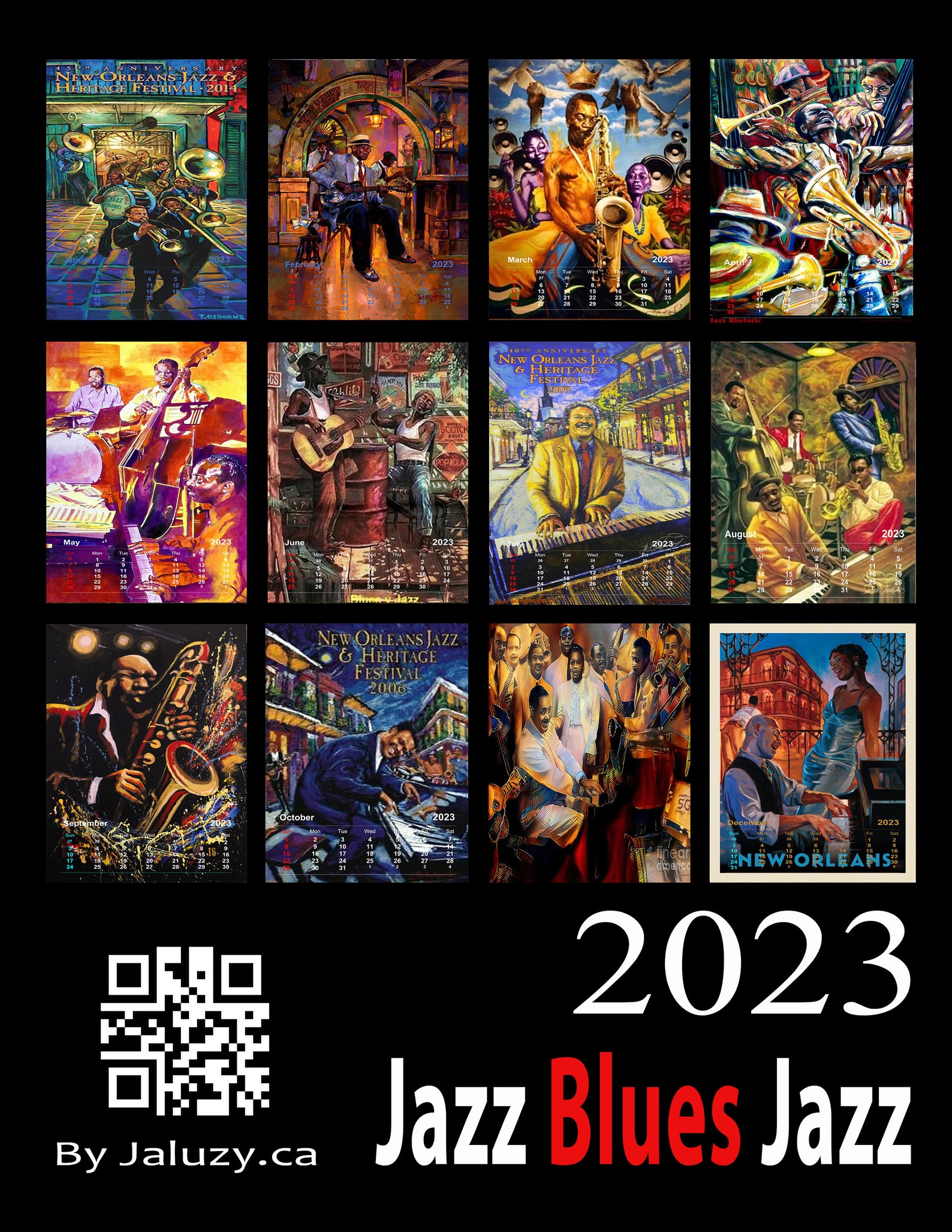 Jazz Wall Calendar 2023 / Wall Calendar 2023 / Art Wall Etsy Australia
