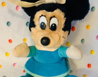 Vintage Walt Disney’s Minnie Mouse Plush from Mickey’s Christmas Carol made in Korea approximately 8”