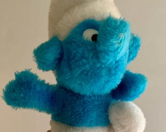 Vintage Smurf Plush Stuffed Toy Peyo Wallace Berrie Korea Blue White 8 Inch 1979 Nutshells