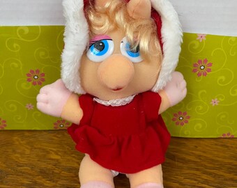 Vintage Miss Piggy soft plush toy doll Henson Associates 1987 approximately 9” tall