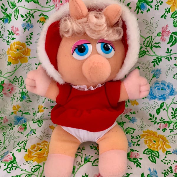 Vintage Miss Piggy soft plush toy doll Henson Associates 1987 approximately 9” tall
