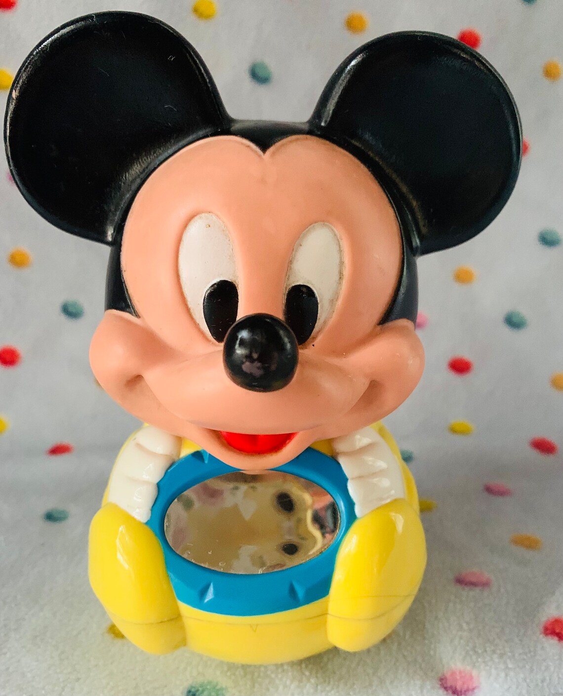 Vtg 1984 Disney 7 Mickey Mouse Roly Poly Chime Mirror Toy - Etsy