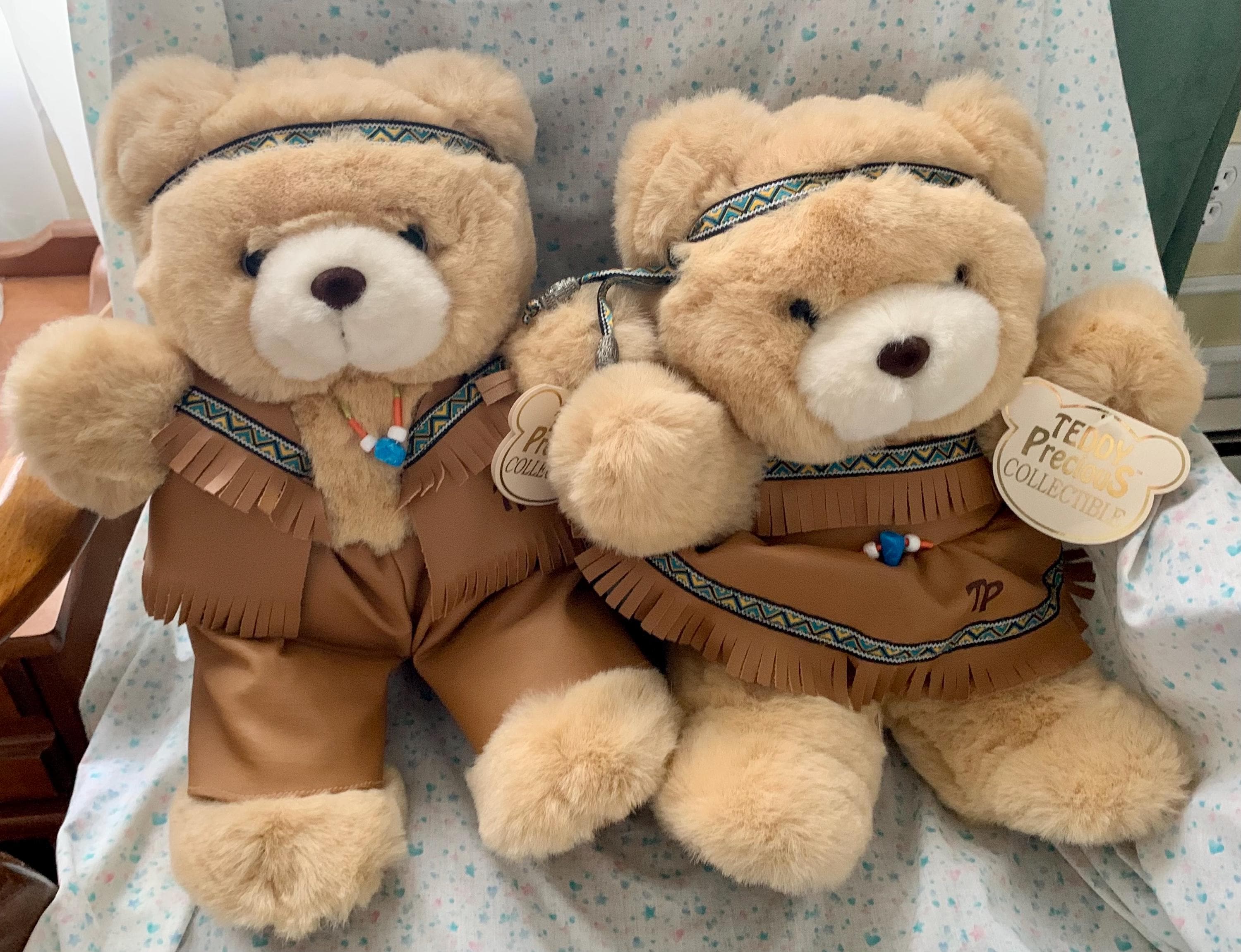Vintage Set of 2 Teddy Precious Dandee Teddy Bears Plush Boy/girl