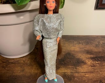 Jewel Secrets Whitney Barbie Doll 1987 Redressed Vintage Mattel, Nostalgia Gift Earrings 80s Vintage